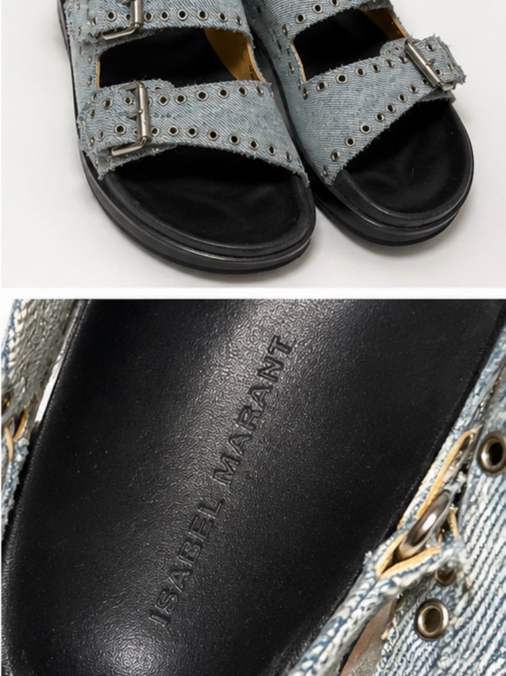Isabel Marant Light Blue Denim Buckle Sandals for Kids - Picture 3 of 3